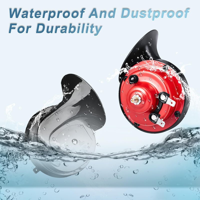 Ouffun Car Horn, 12V 300DB Super Loud Waterproof Dual Truck Horns, Electric Snail Horns Auto Trumpt Universal Fit Kit Replacement for Cars, Motorcycles, Trucks, Trains and Boats (2 PCS) - Image 5